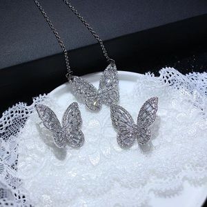Butterfly necklace earrings set